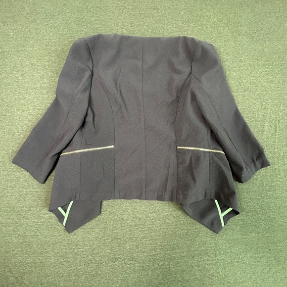 Umgee Waterfall Navy Open Blazer with Zipper and Turquoise Details Size M - Picture 2 of 10